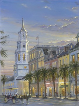 聖マイケル教会の街並み Oil Paintings